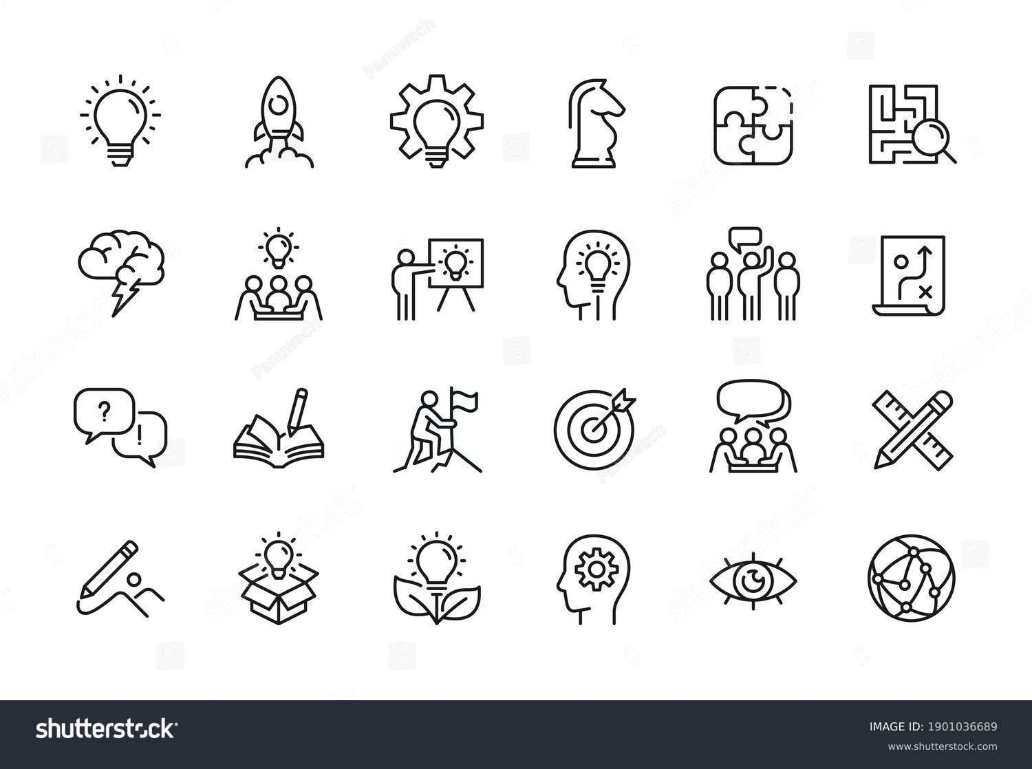 Creative business solutions related icon set. Innovation team management. Editable stroke. Pixel Perfect at 64x64 #1901036689