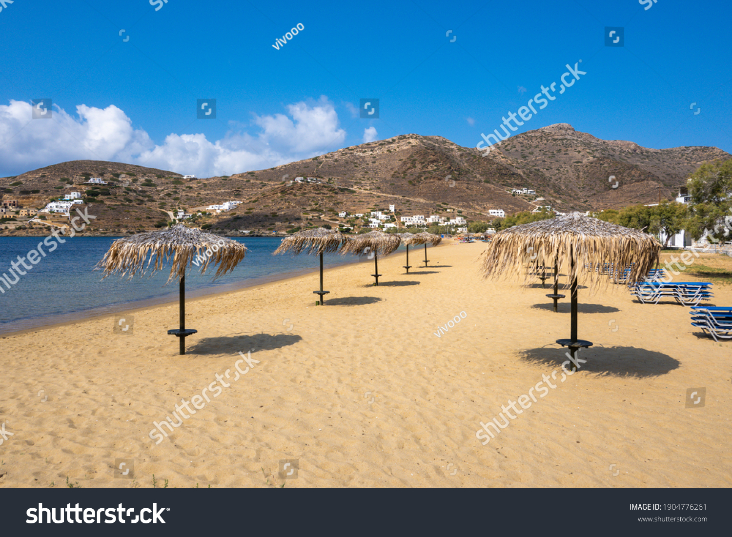 Yialos beach (or Gialos), the main beach at the port in Ios. Cyclades, Greece #1904776261
