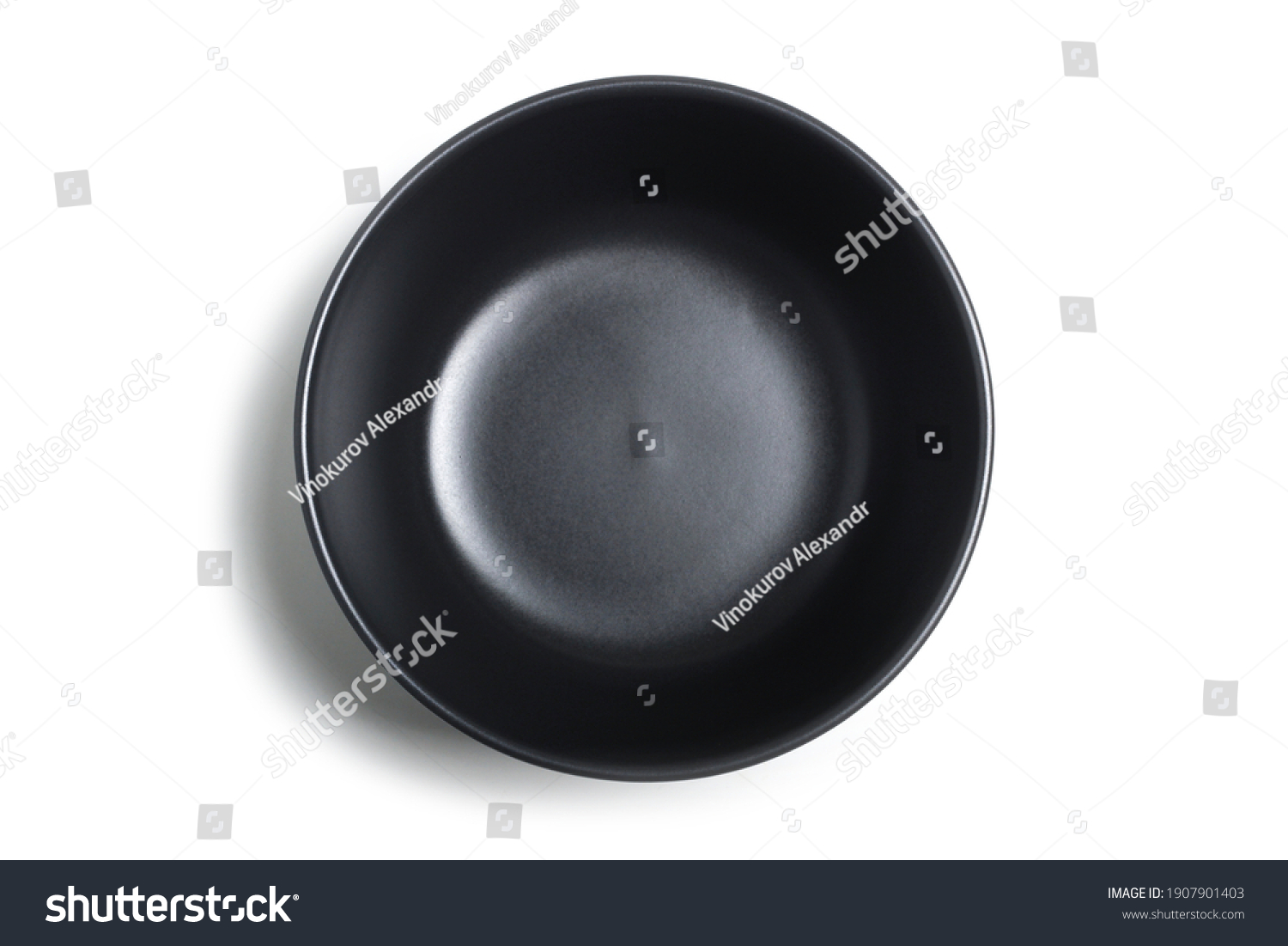 Black clay cup isolated on white background. View from above #1907901403
