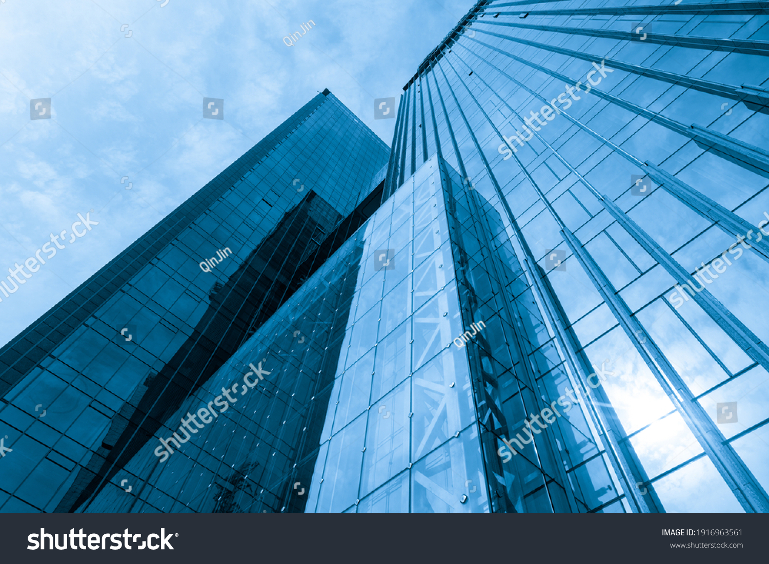 Looking Up Blue Modern Office Building #1916963561