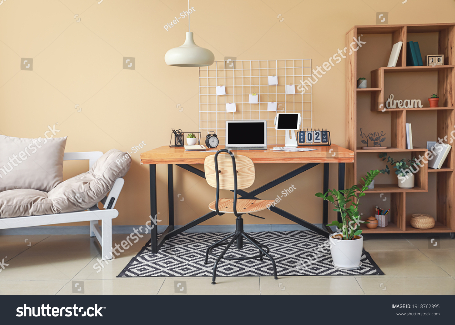 Comfortable workplace with modern computers in office #1918762895