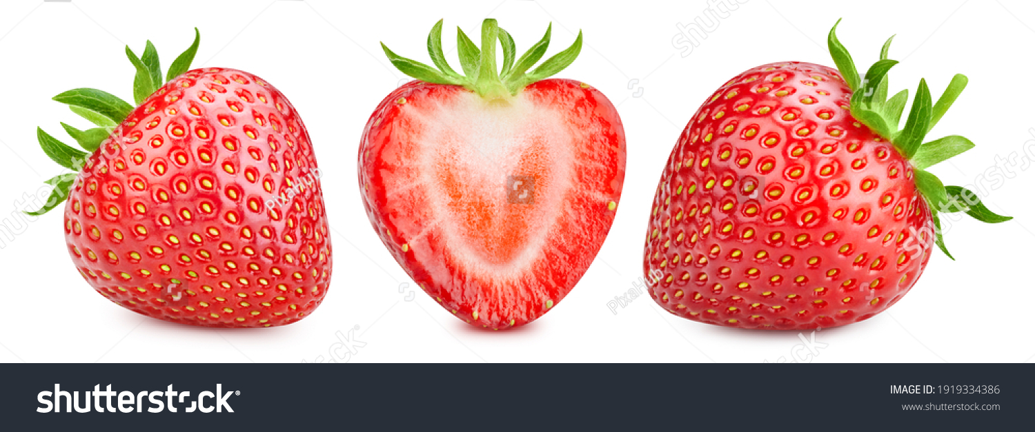 Collection strawberry. Strawberry isolate. Strawberries isolated on white background #1919334386
