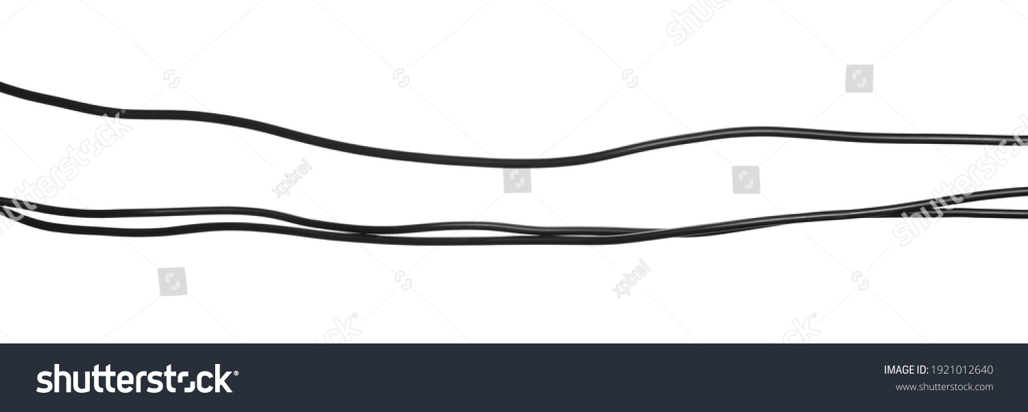 Set black cables, wires isolated on white background, with clipping path #1921012640