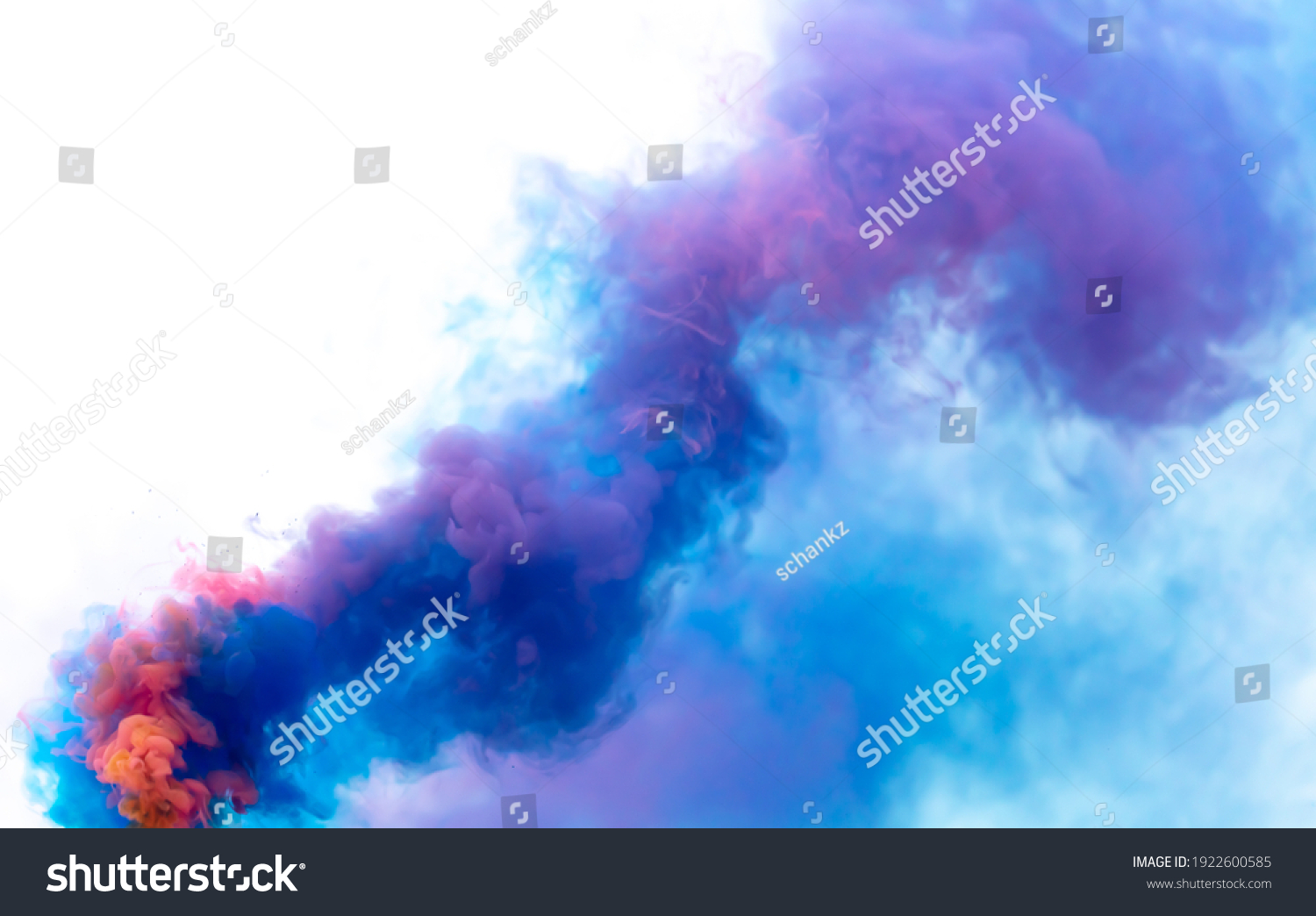 Blue and pink smoke isolated on a white background. #1922600585
