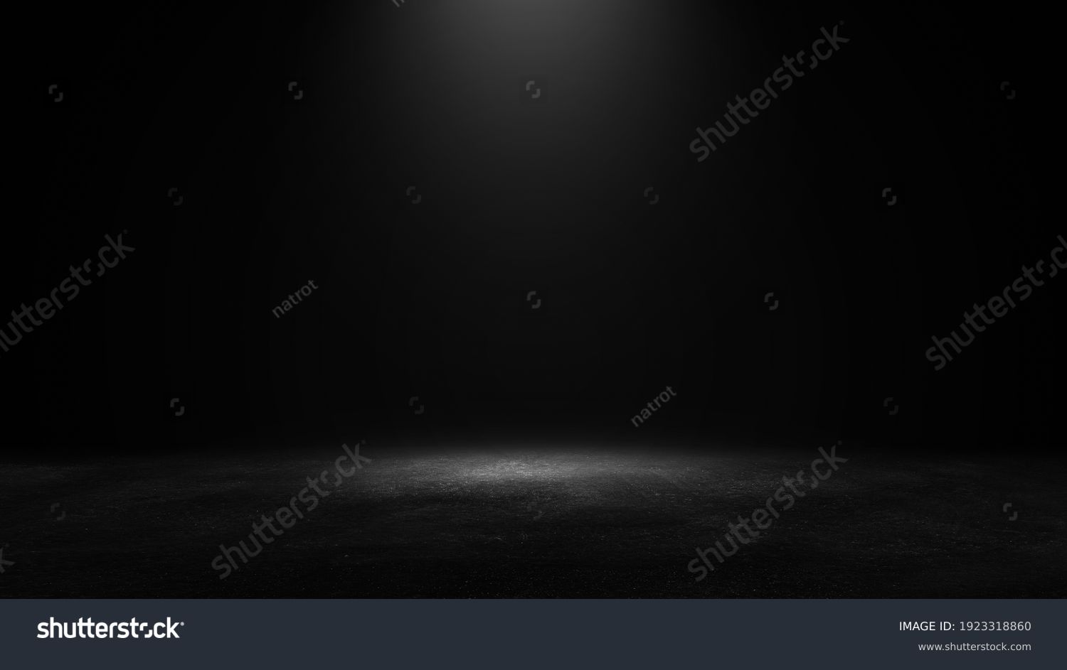 Product showcase with spotlight. Black studio room background. Use as montage for product display #1923318860