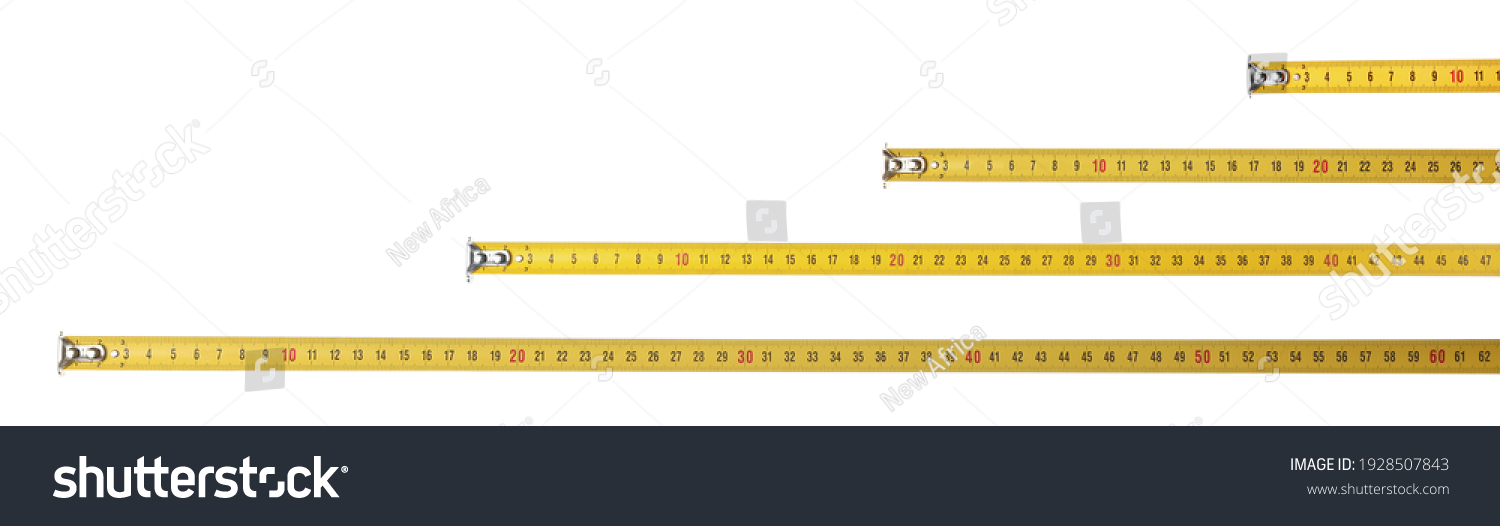 Set with measuring tapes on white background, banner design #1928507843