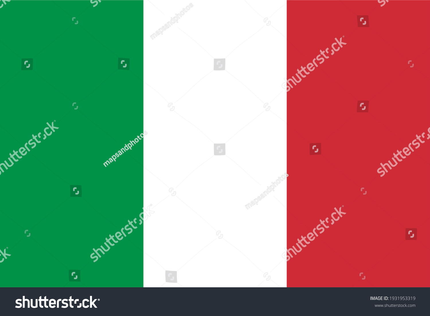Vector flag of Italy. Accurate dimensions and official colors. Symbol of patriotism and freedom. This file is suitable for digital editing and printing of any size. #1931953319