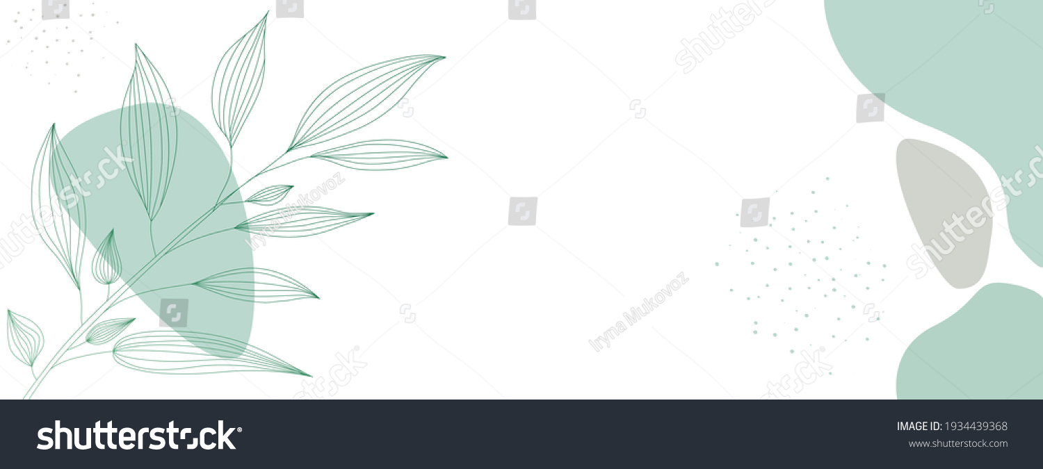 Minimalist abstract background with outline leaves #1934439368