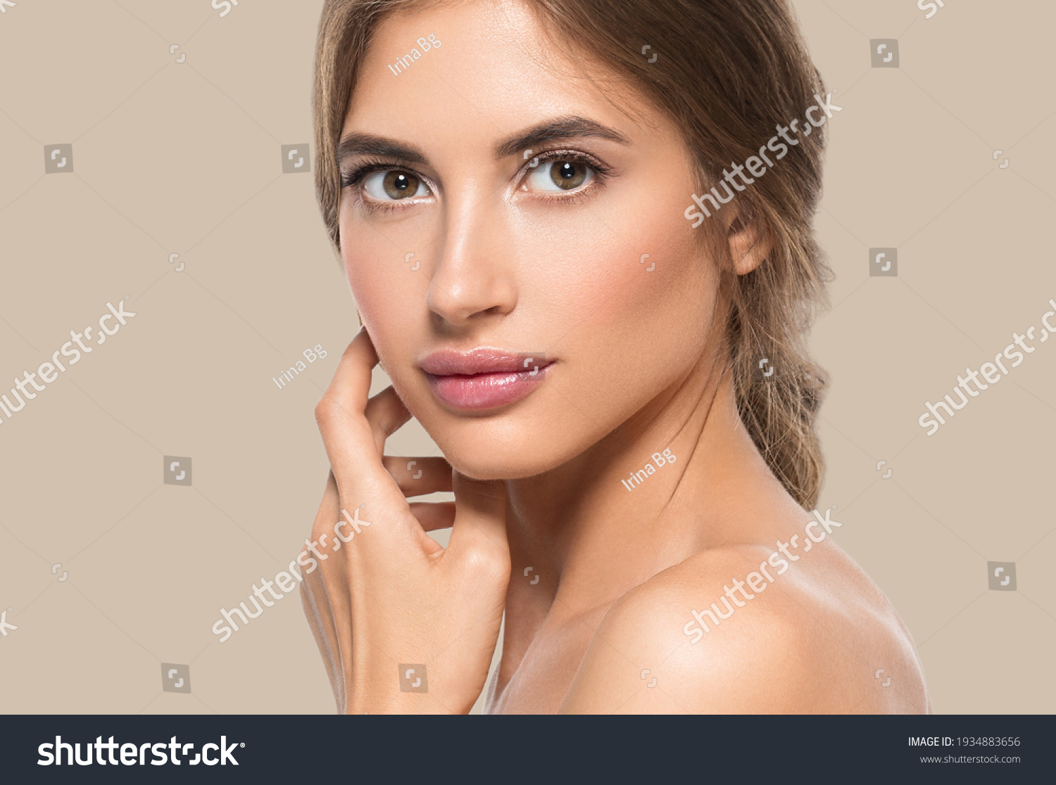 Woman beautiful face healthy skin care natural beauty young model #1934883656