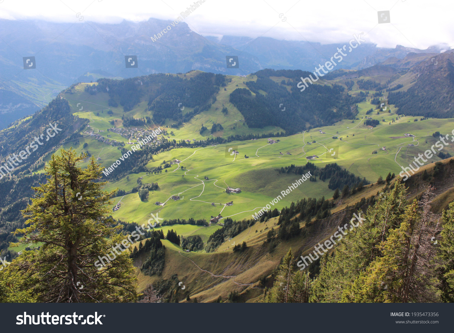 Stanserhorn Mountain, Stans, Switzerland:19 September 2015: A breathtaking Day taking the  funicular railway and roofless CabriO Cable Car up the Stanserhorn Mountain in Switzerland #1935473356