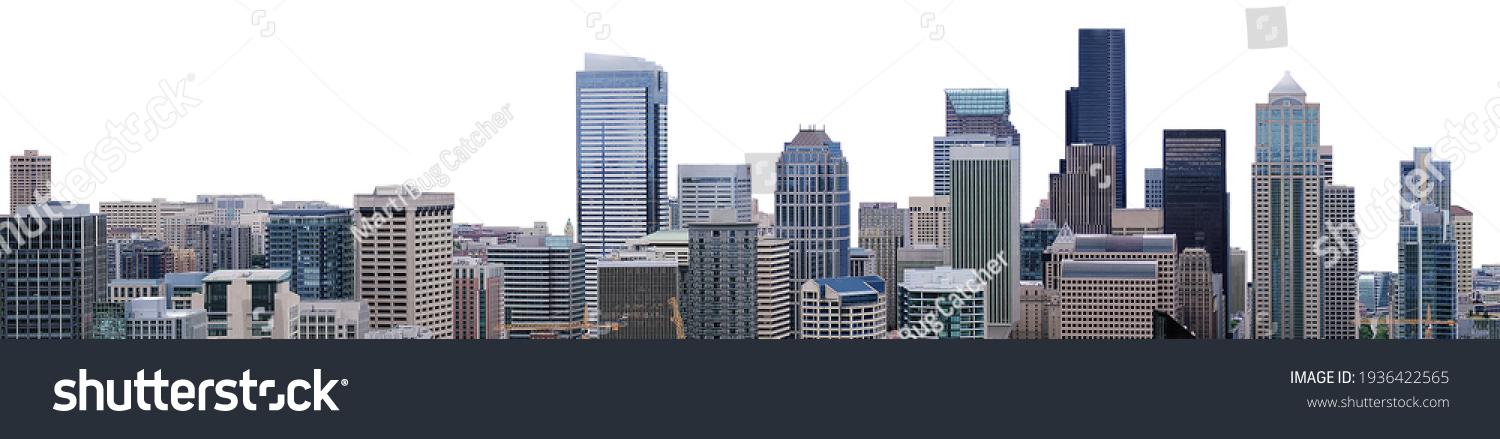 Cityscape of Seattle (Washington, USA) isolated on white background #1936422565