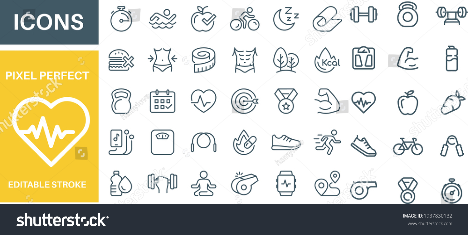 Sport and Fitness Icons Set vector design  #1937830132
