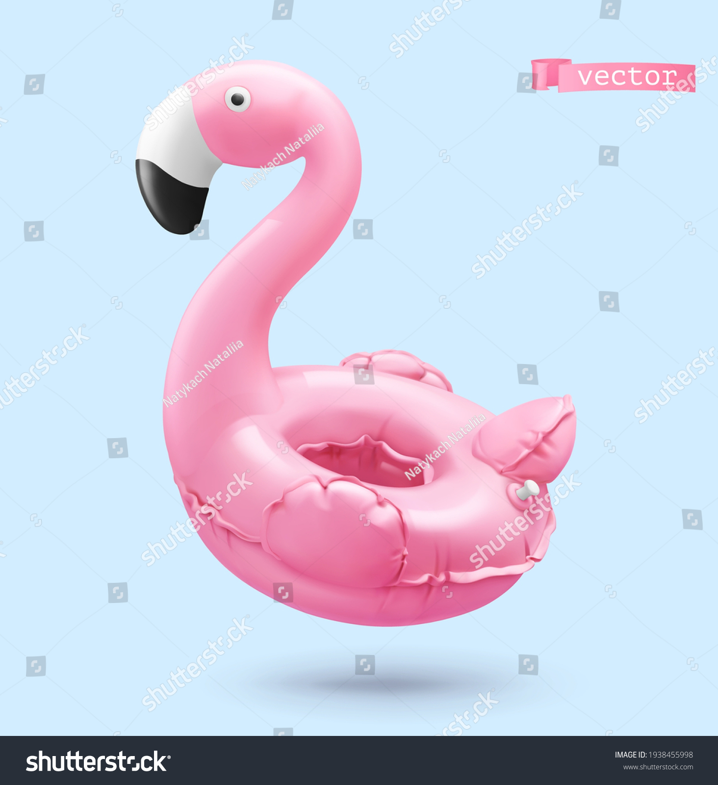 Inflatable toy. Flamingo 3d realistic vector object. Summer icon #1938455998