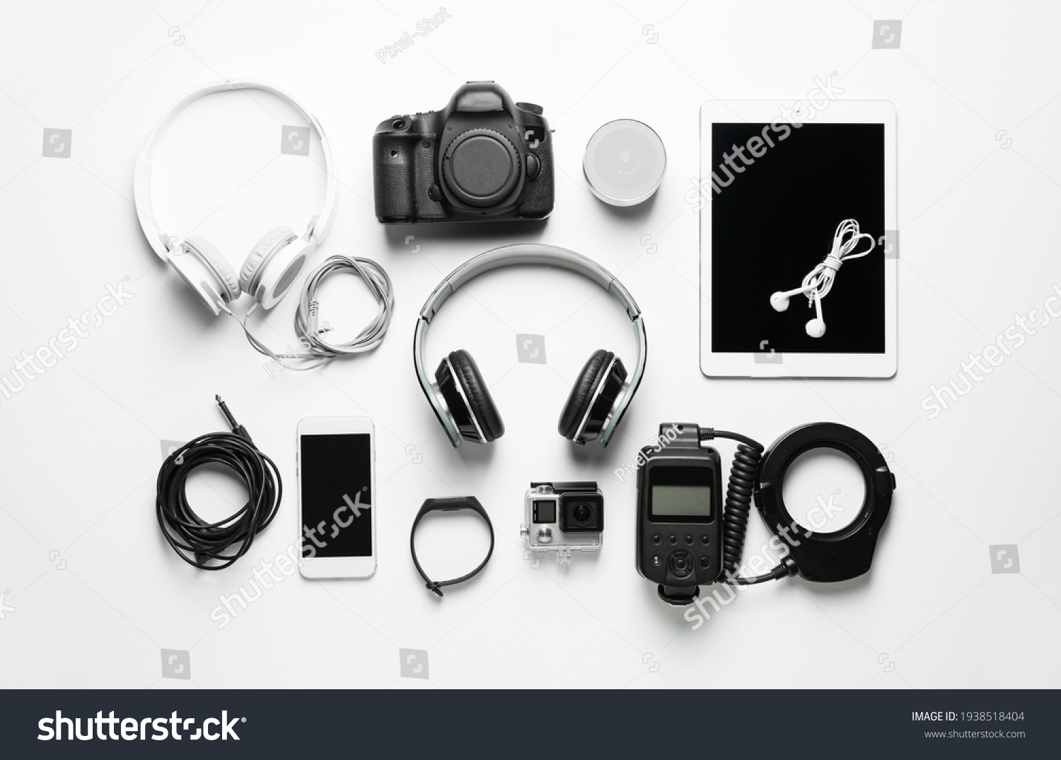 Different modern devices on white background #1938518404