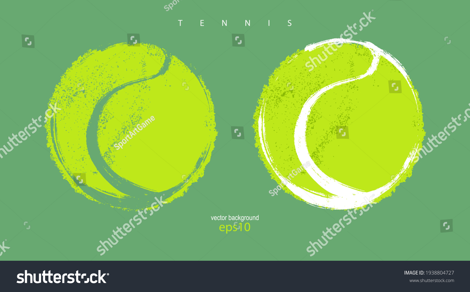 Collection of abstract tennis balls. Illustrations for design banners, posters, print for T-shirts. #1938804727
