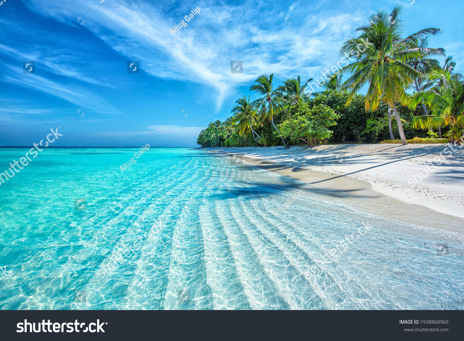 Maldives Islands Ocean Tropical Beach #1938868960