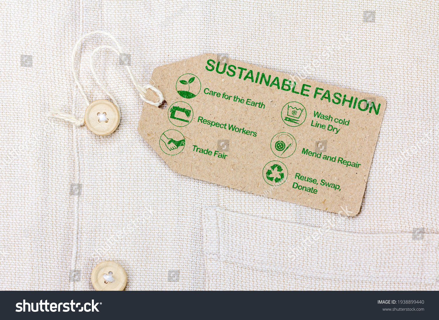 Sustainable fashion label with text and icons #1938899440