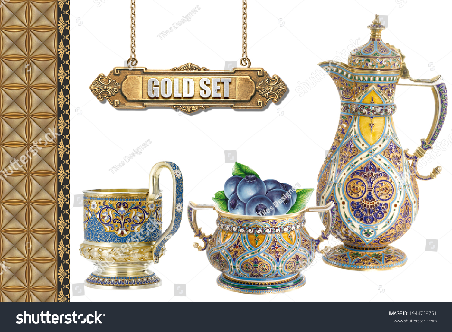 Golden kitchen set royal antique mug ceramic kitchen set for fresh kitchen set #1944729751