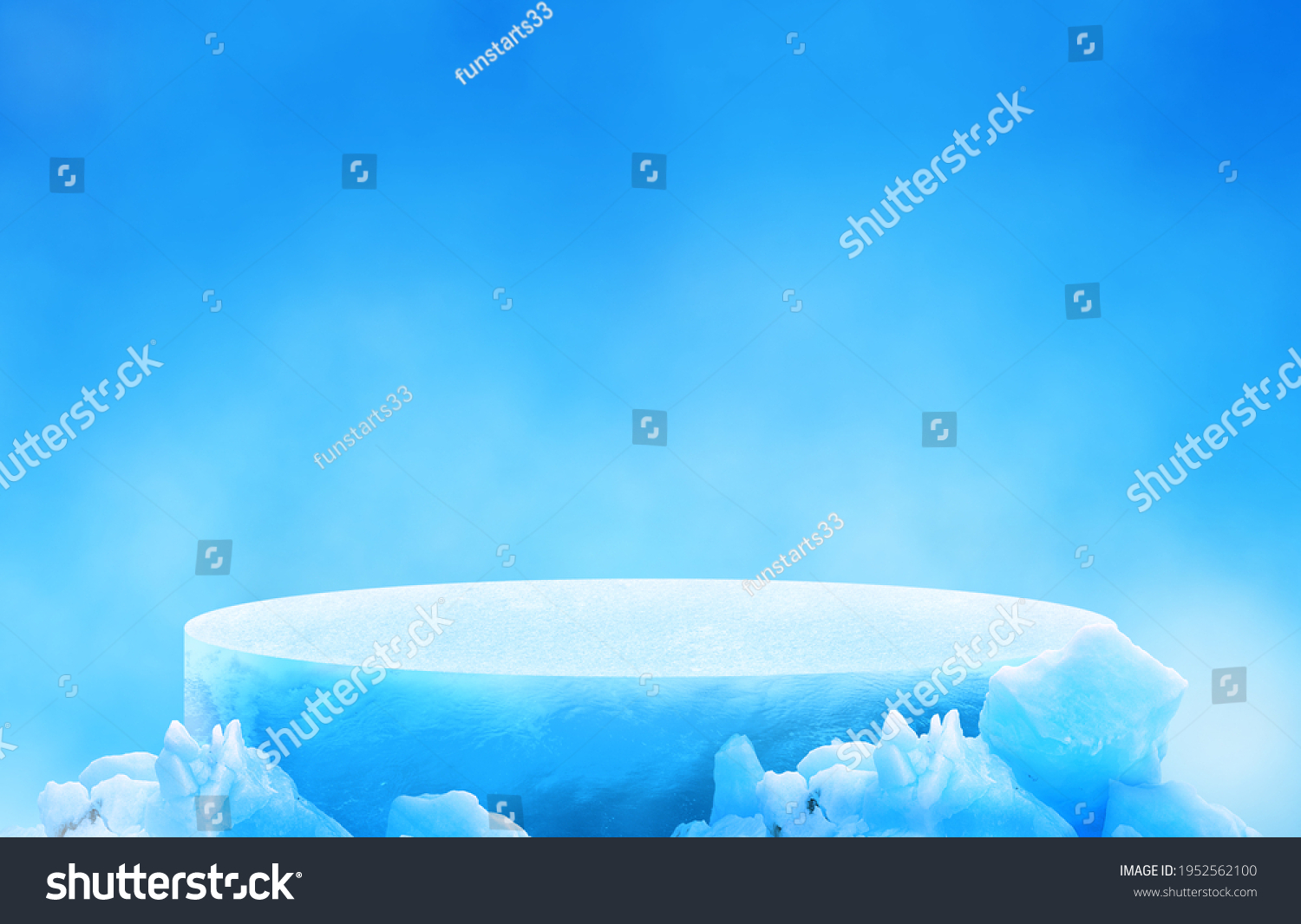 Ice podium for mockup display or presentation of products. Advertising theme concept. #1952562100