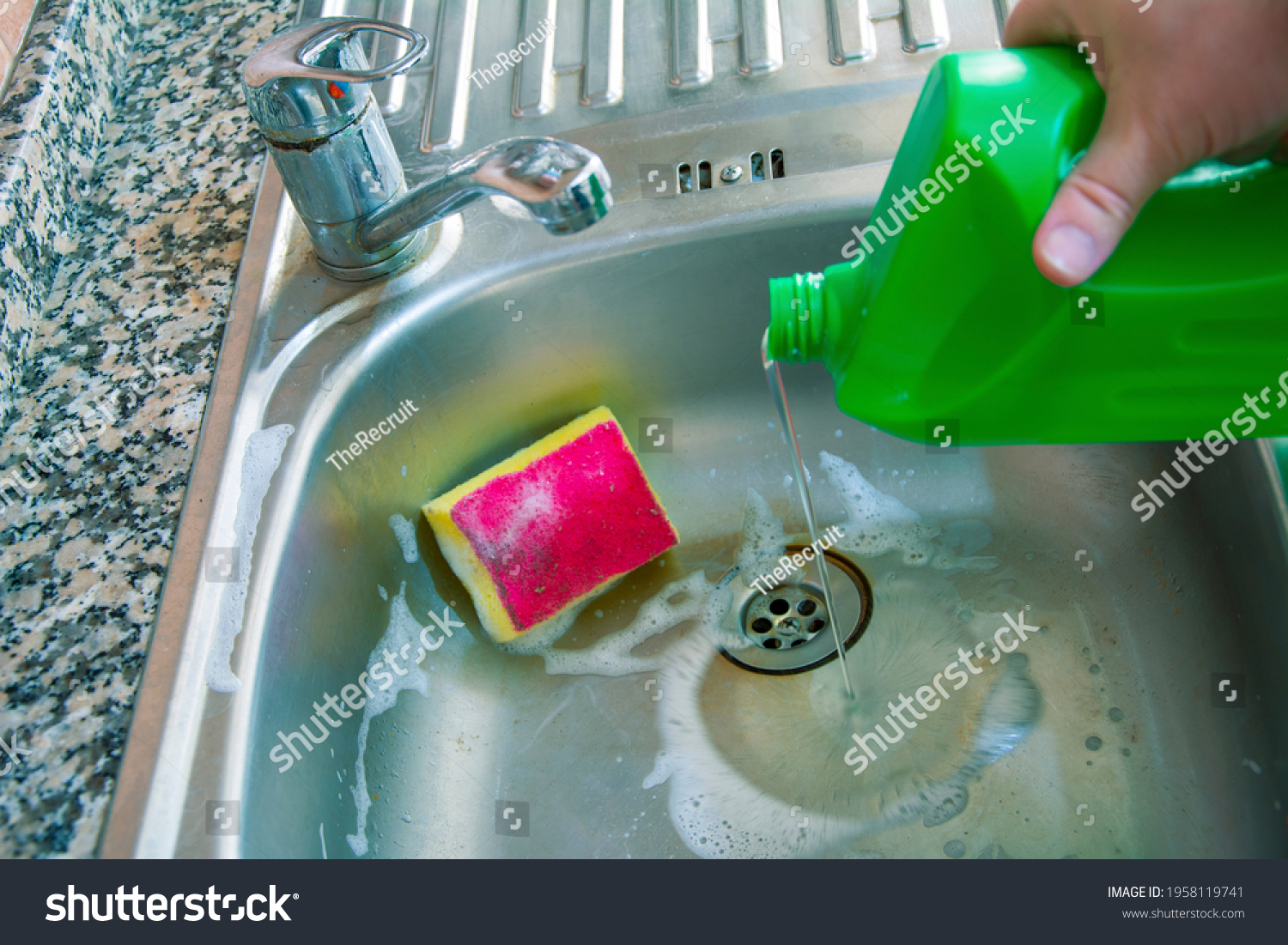Using bleach to clean the dirty sink #1958119741