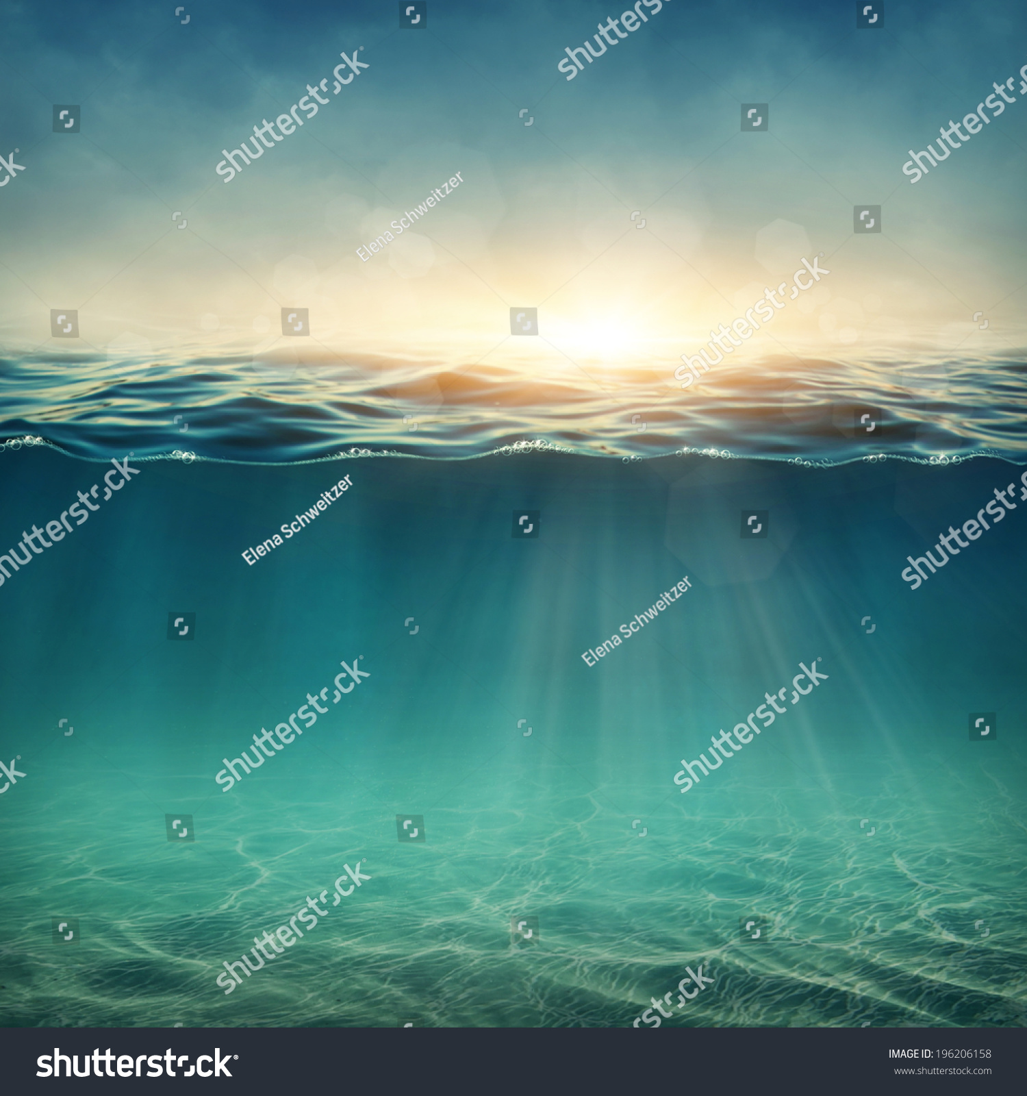 Abstract underwater background with sunbeams #196206158