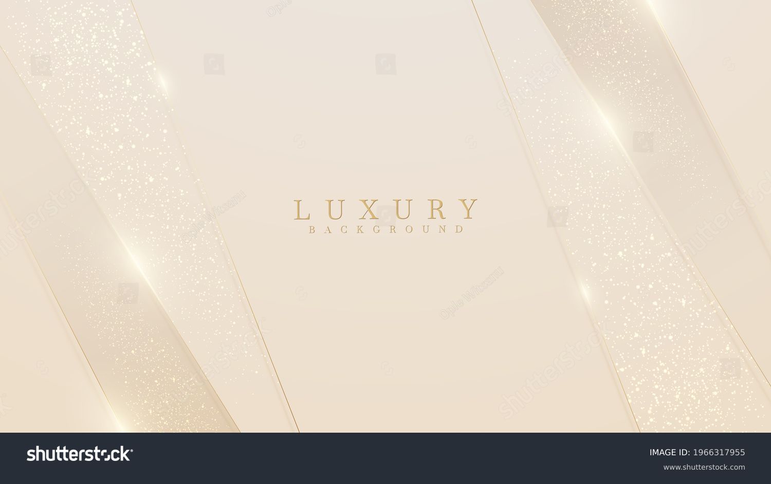 Golden lines luxury on cream color background. elegant realistic paper cut style 3d. Vector illustration about soft and beautiful feeling. #1966317955