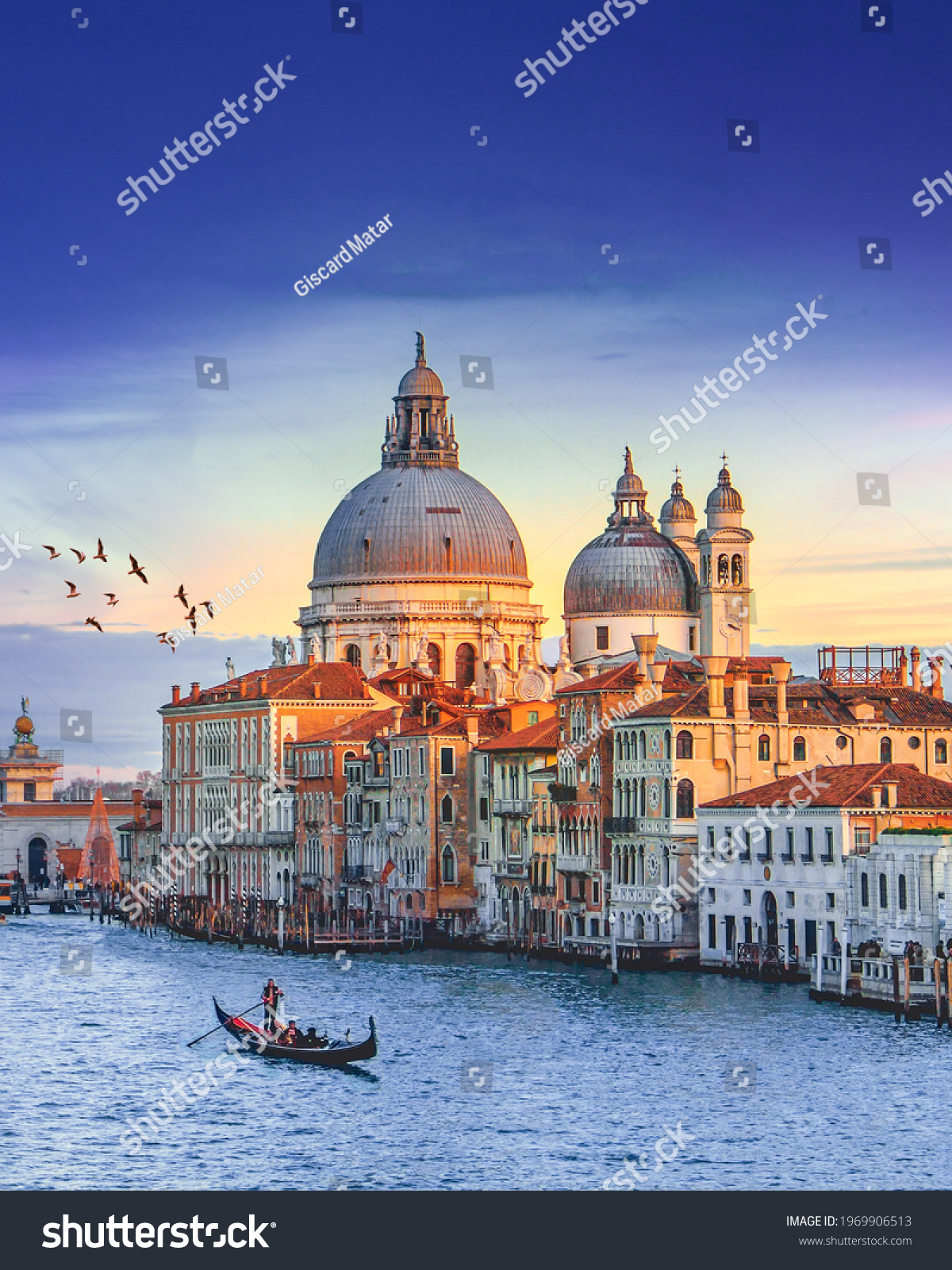 Venice during Sunset with Gondola #1969906513