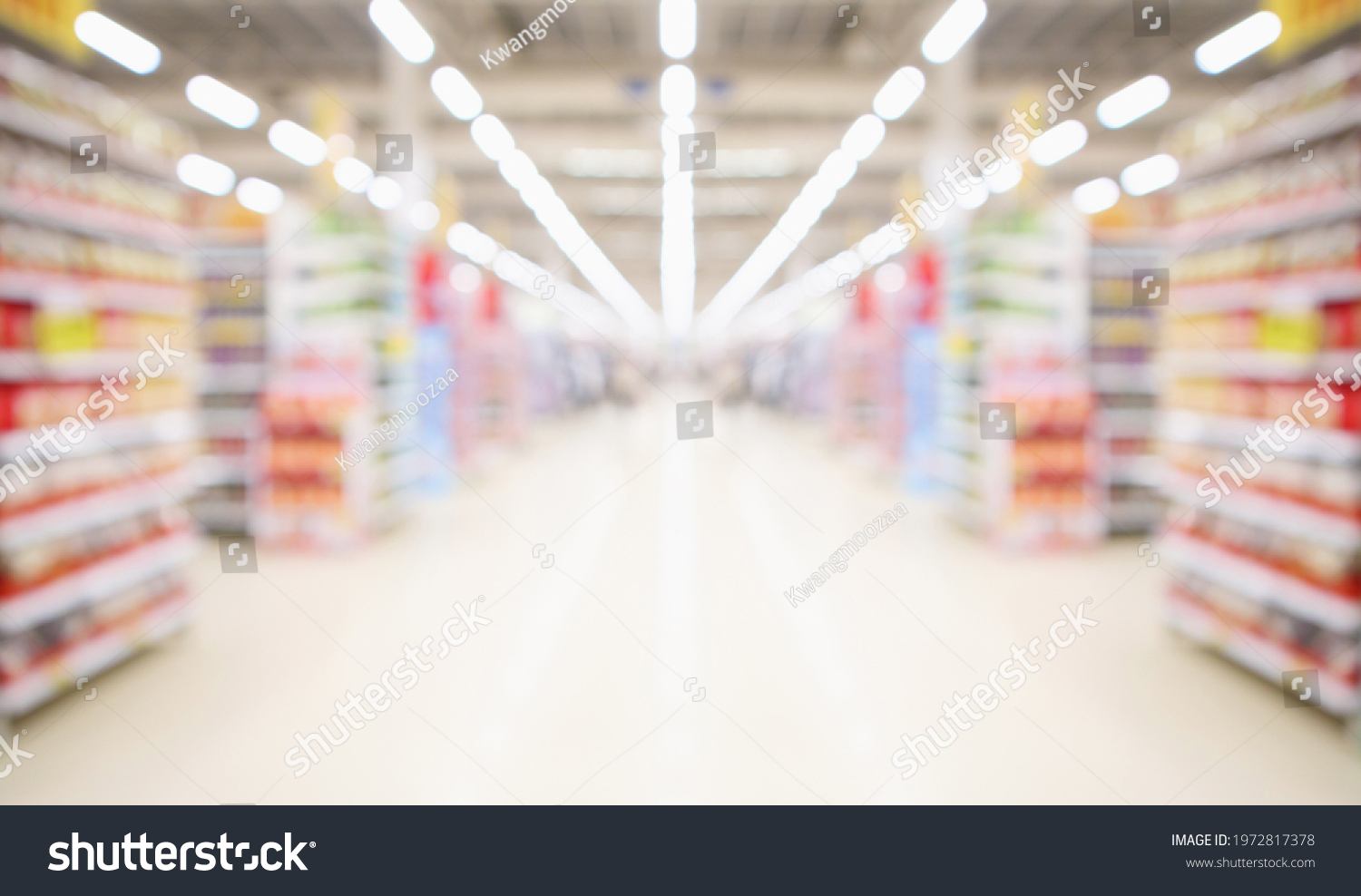 supermarket aisle and shelves blurred background #1972817378