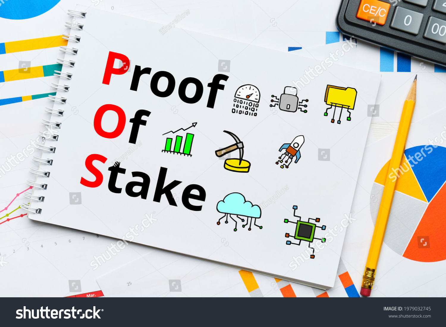 Concept pos and Proof of Stake with abstract icons #1979032745