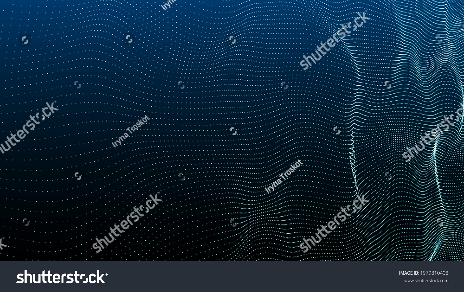 Abstract digital background. Futuristic wave of dots and weave lines. Digital technology. 3d rendering. #1979810408