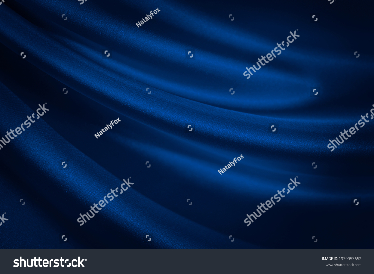  Black blue abstract background. Dark blue silk satin texture background. Shiny fabric with wavy soft pleats. Dark blue elegant background with copy space for your design. Liquid wave effect.          #1979953652