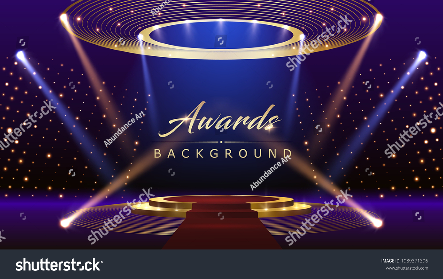 Blue Pink Red Golden Stage Spotlights Awards Graphics Background Celebration. Red Carpet Entry Show. Entertainment Hollywood Bollywood Template Design. Awards Background Theater Drama Steps Floor.  #1989371396
