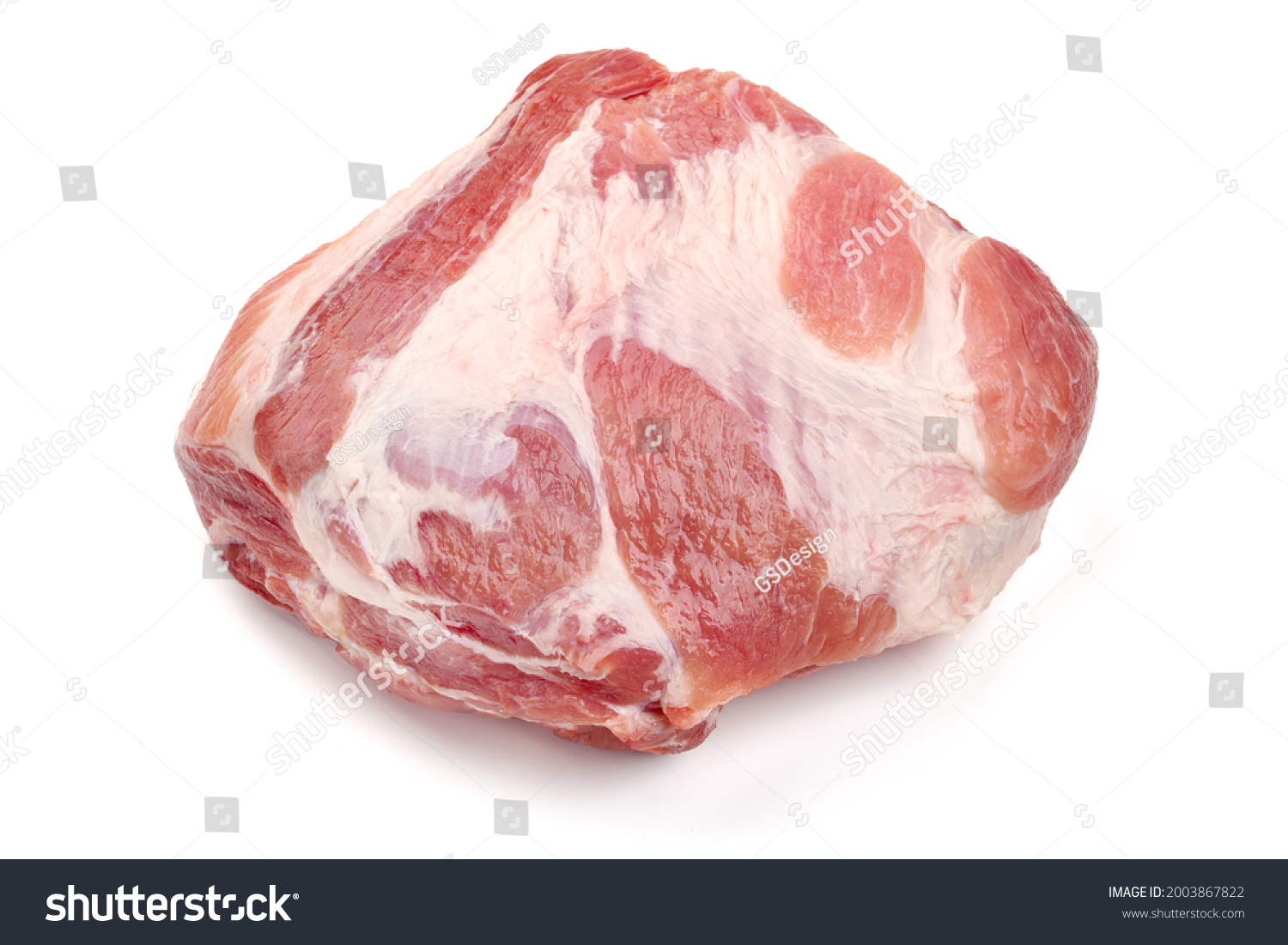 Raw pork neck (collar, Boston butt, shoulder), isolated on white background #2003867822