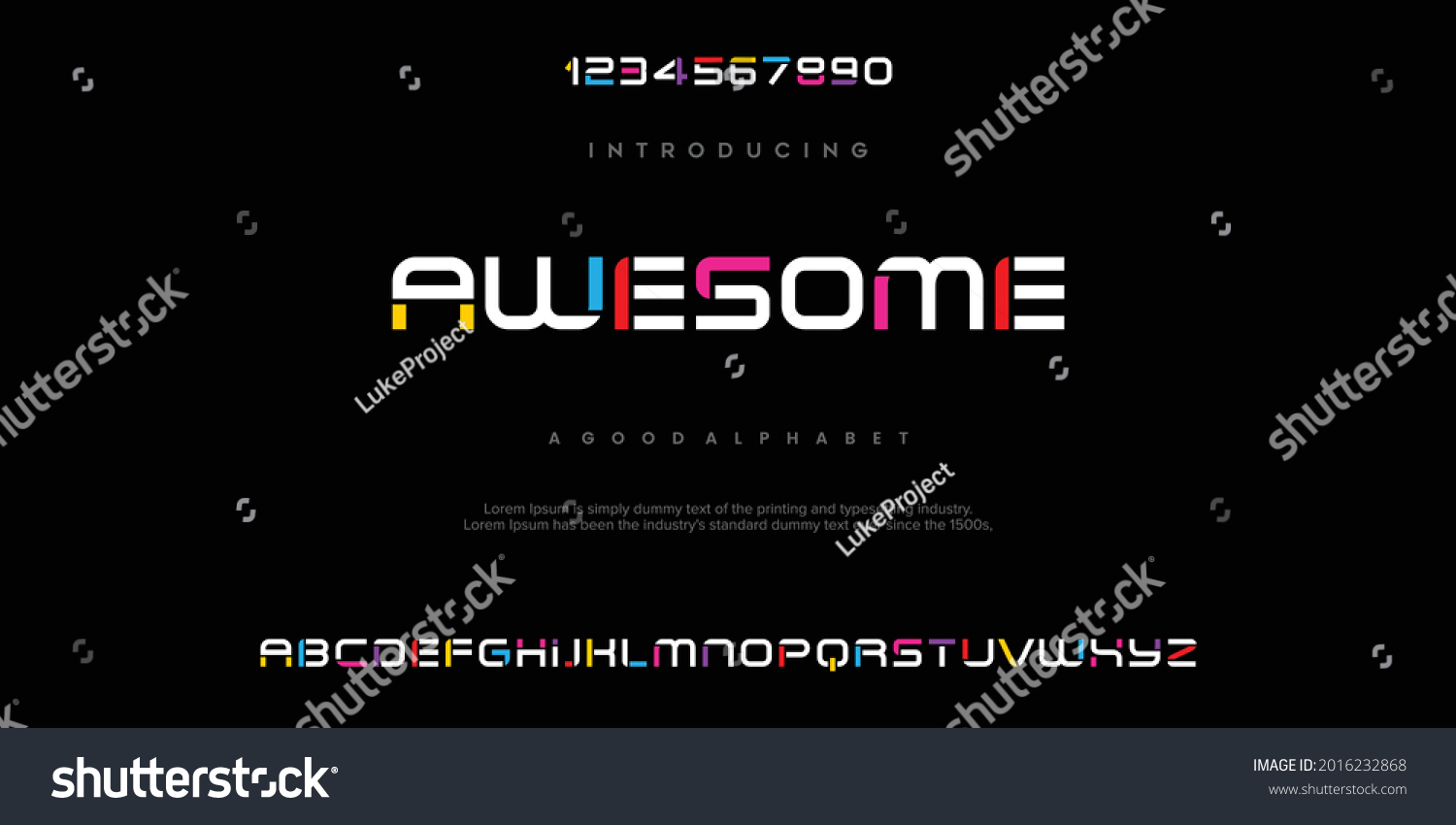 Modern abstract digital alphabet font. Minimal technology typography, Creative urban sport fashion futuristic font and with numbers. vector illustration #2016232868