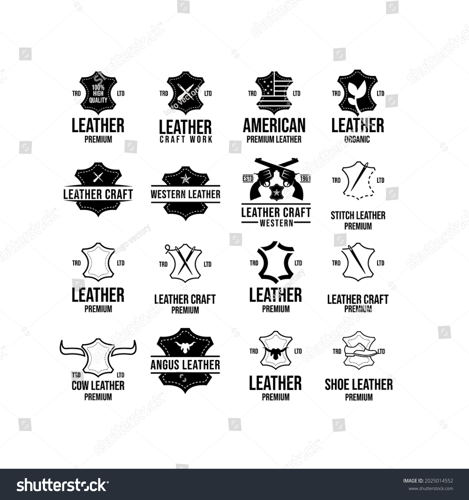 set collection leather craft logo icon design vector illustration #2025014552