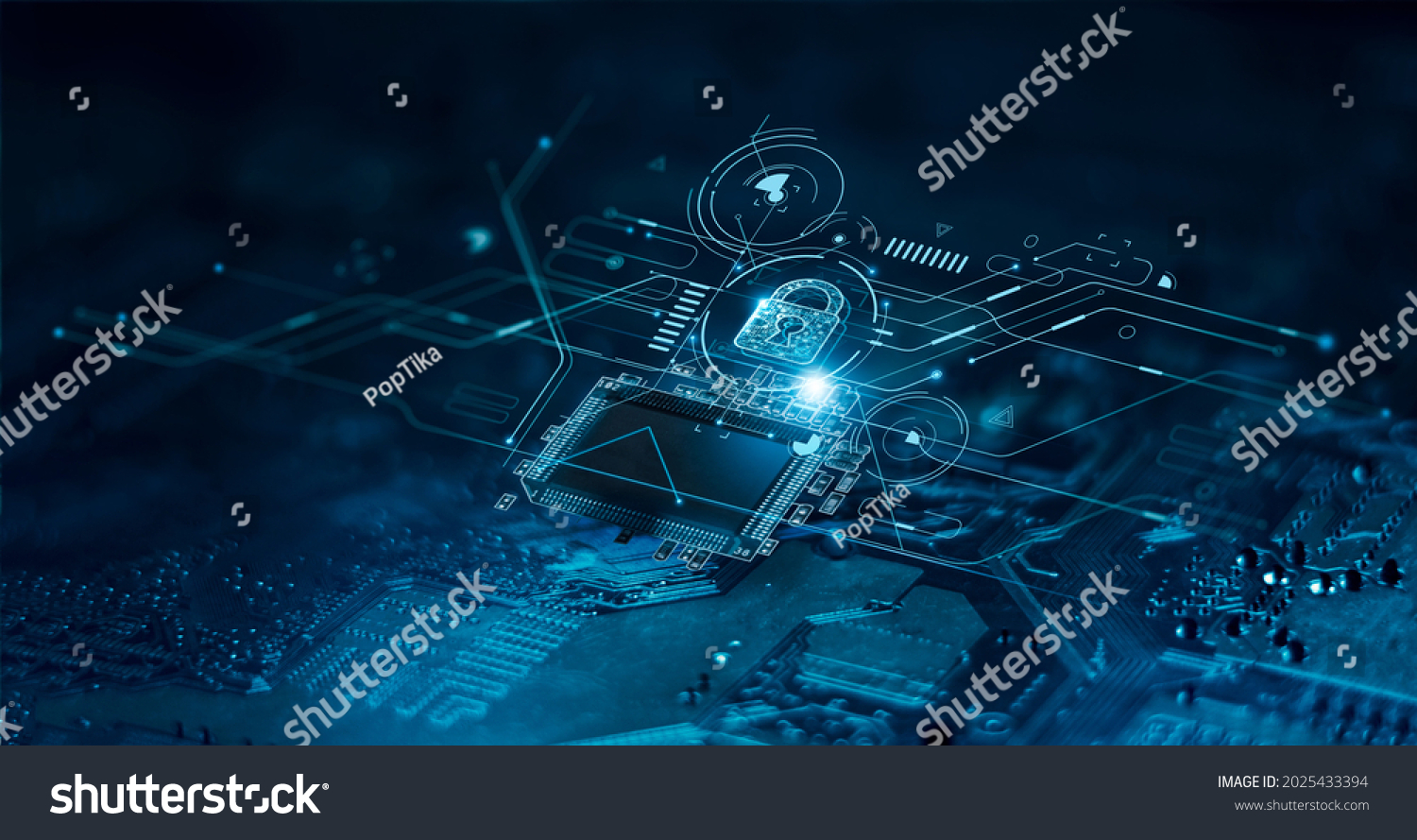 Digital padlock icon, cyber security network and data protection technology on virtual interface screen. Online internet authorized access against cyber attack.and business data privacy concept. #2025433394