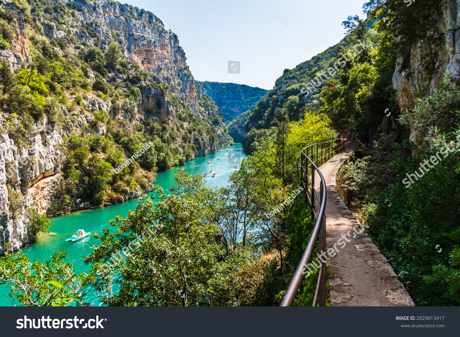 Sentier du garde canal, Quinson, Verdon lower gorge, lake Sainte Croix, Provence, Provence Alpes Côte d'Azur, France  #2029013417