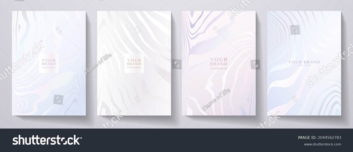 Modern elegant cover design set. Luxury fashionable background with abstract line pattern in silver, blue, color. Elite premium vector template for menu, brochure, flyer layout, presentation #2044562783