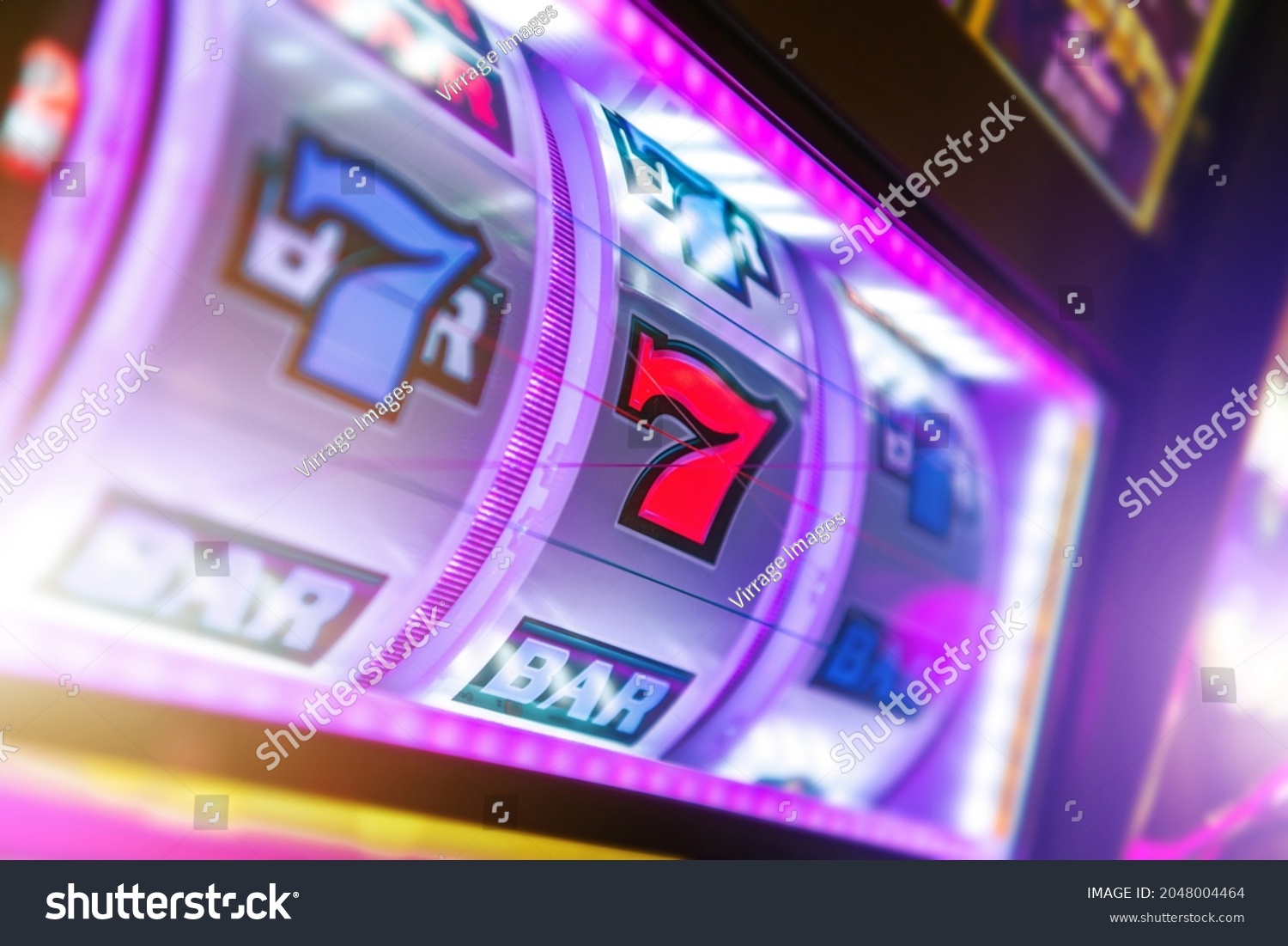 Gaming Las Vegas Classic Slot Machine. Gambling Industry Theme. Popular One Handed Bandit Game.  #2048004464