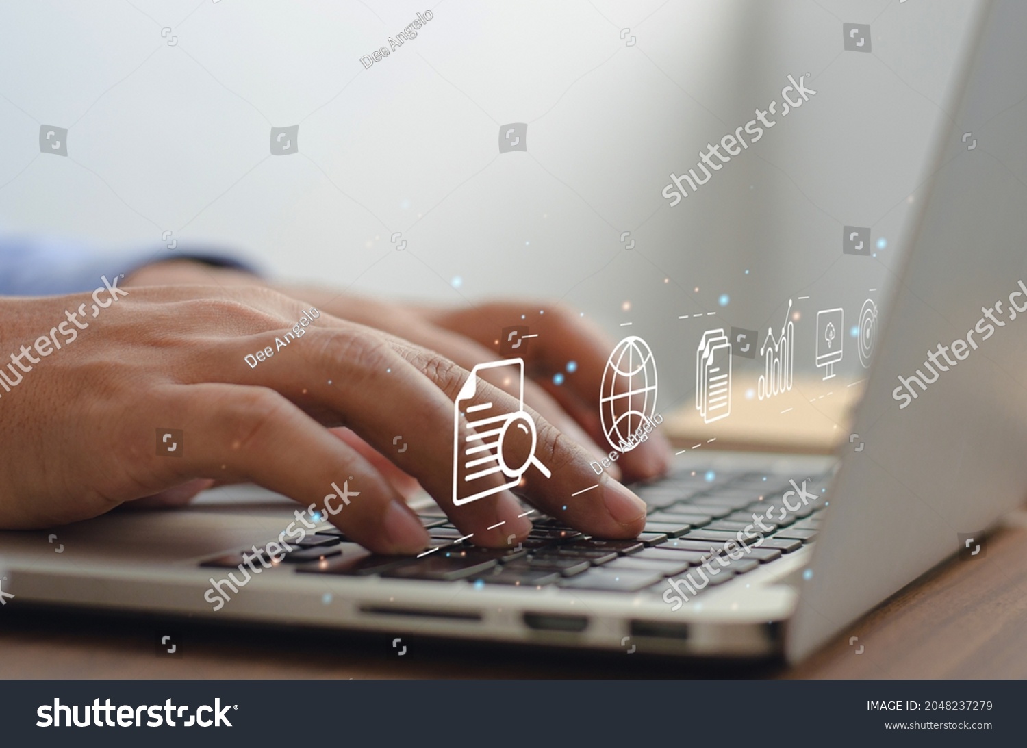 business people using computers in content marketing concept with human hands using smart computers on computer screen background #2048237279