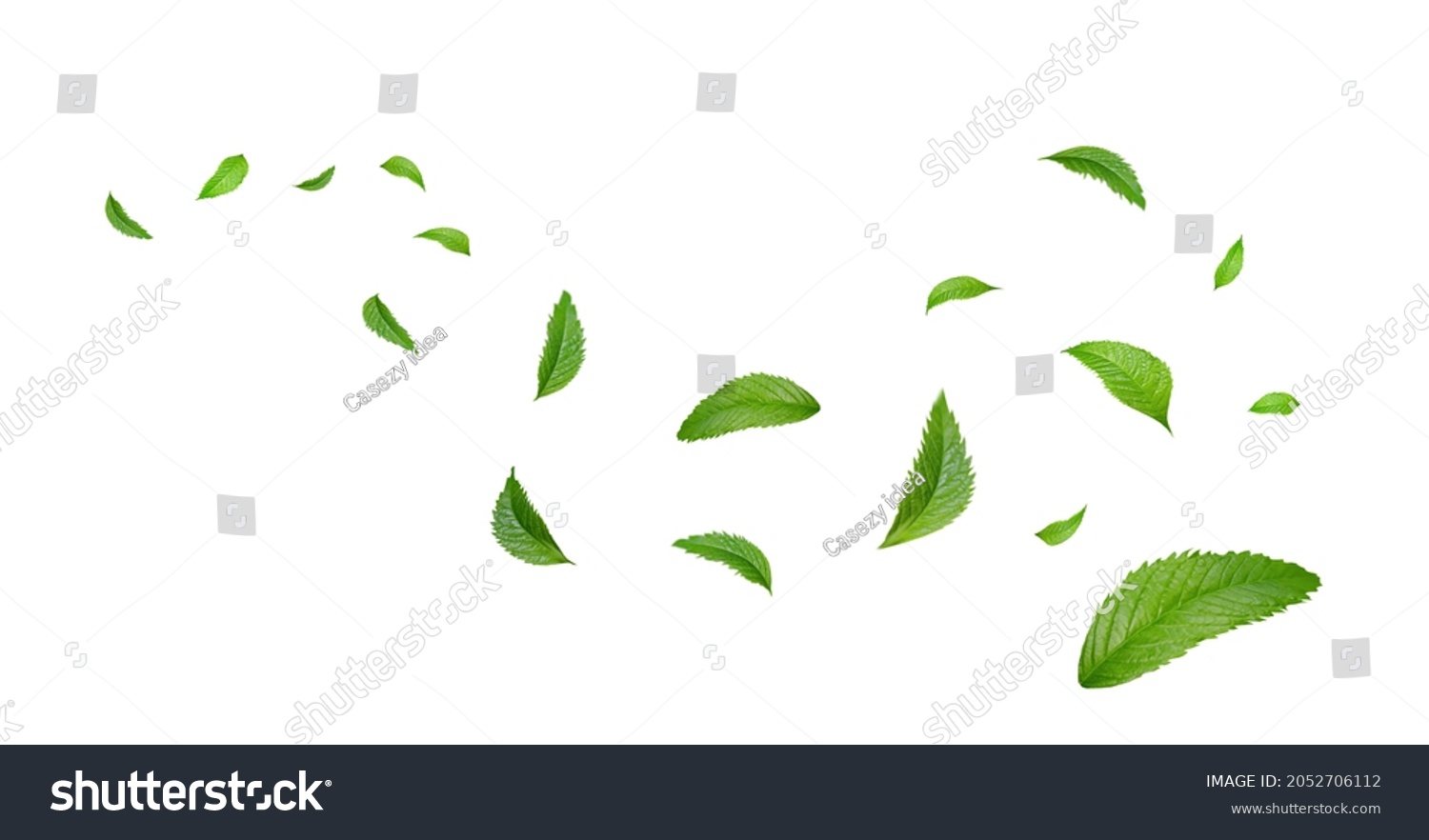 Green Floating Leaves Flying Leaves Green Leaf Dancing, Air Purifier Atmosphere Simple Main Picture #2052706112