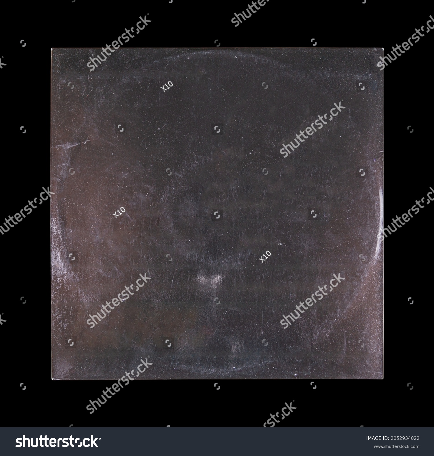 Mockup of vinyl music disc. Music lp retro vinyl disc template. Old Vinyl CD Record Cover Package Envelope. Black Scratched Shabby Paper Cardboard Square Texture.  #2052934022