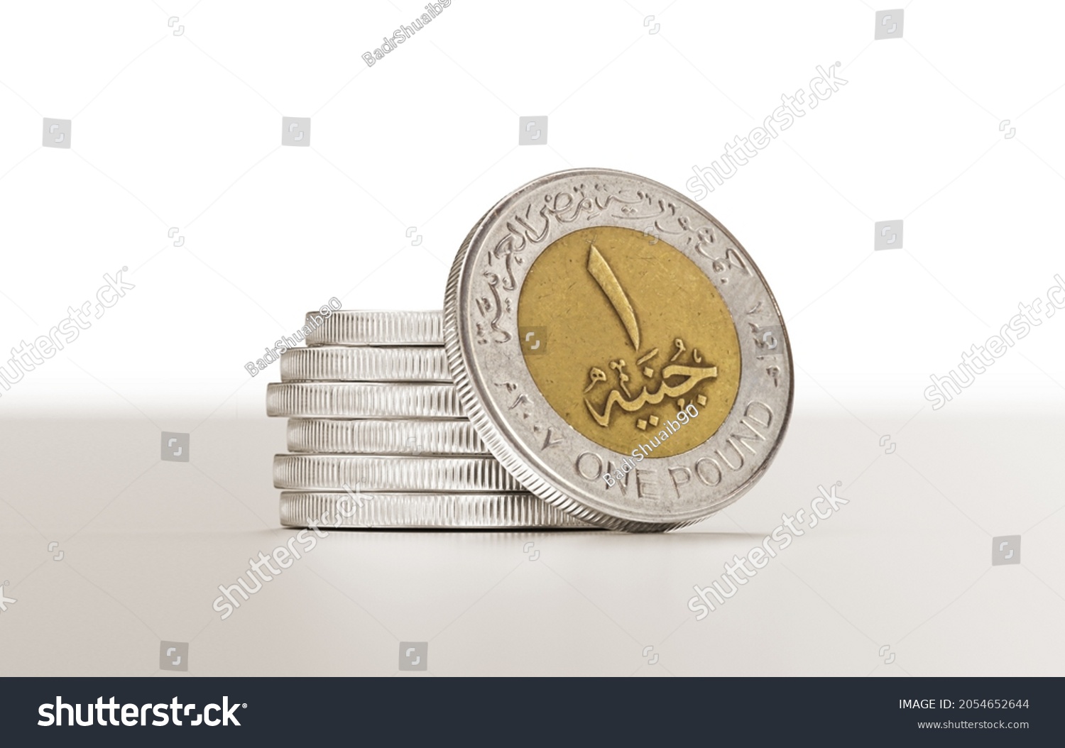 Egyptian Pounds Coins on White Background #2054652644