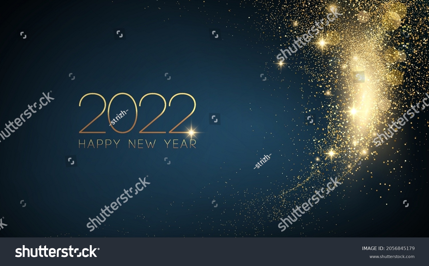 2022 New Year Abstract shiny color gold wave design element #2056845179