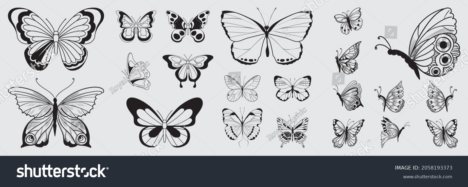 Butterflies vector clipart black color, butterflies vector, butterflies black vector, butterflies clipart #2058193373