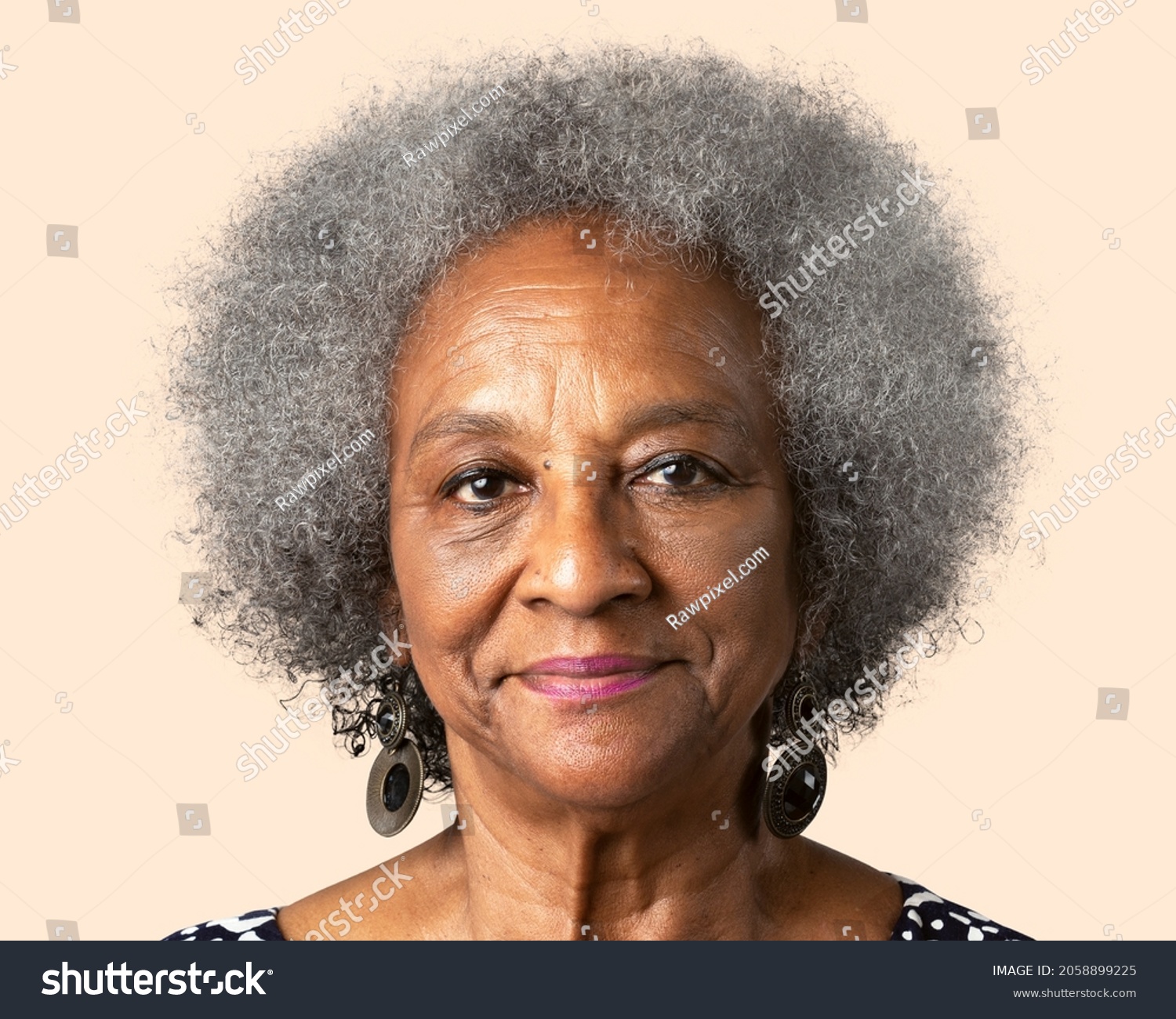 Smiling African senior woman, face portrait #2058899225