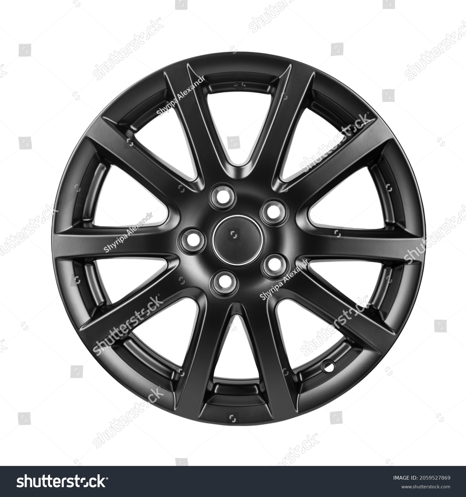 Car Wheel discs. Car wheel Rim black color matt isolated on white background. File contains clipping path. #2059527869
