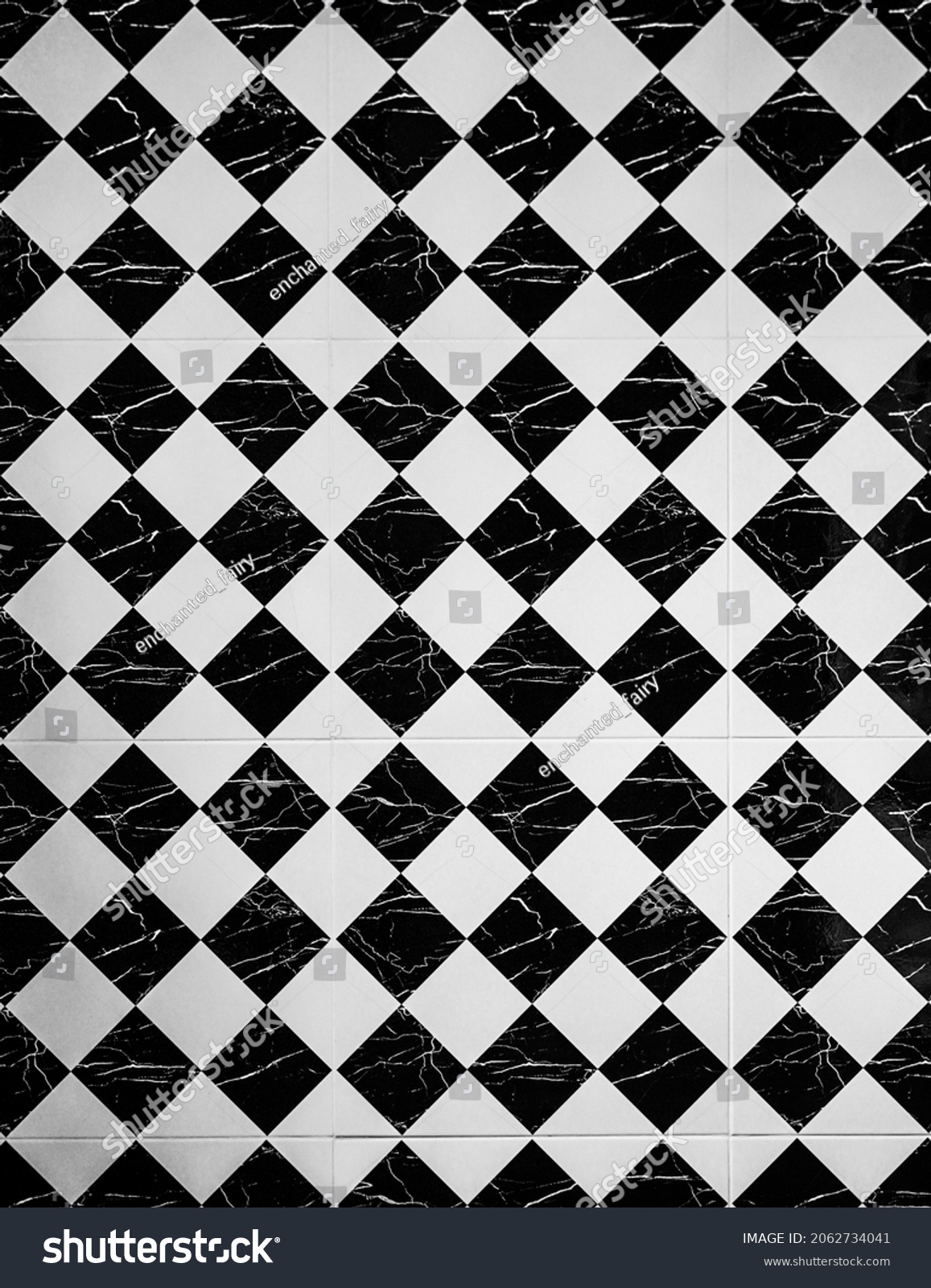 Tiles. Beautiful vintage black and white tiles texture background floor. #2062734041