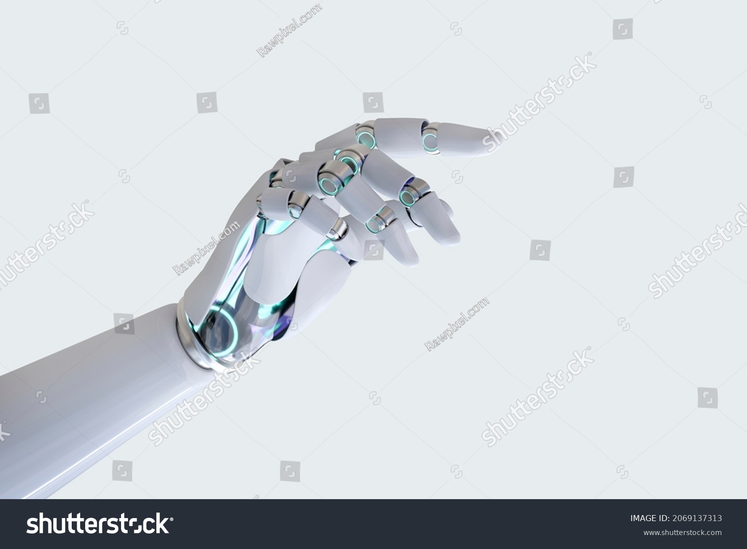 Cyborg hand finger pointing background, technology of artificial intelligence #2069137313