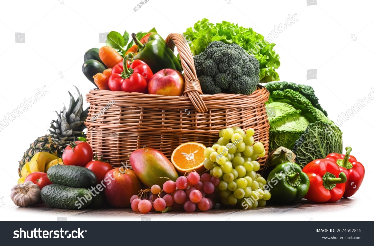 Composition with assorted organic vegetables and fruits. #2074592815